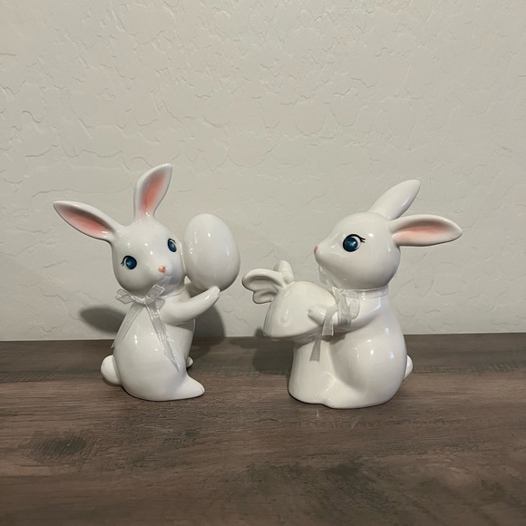 Target Spritz White Ceramic Easter Bunnies 2024 Set of 2 Spring Decor - Picture 9 of 10
